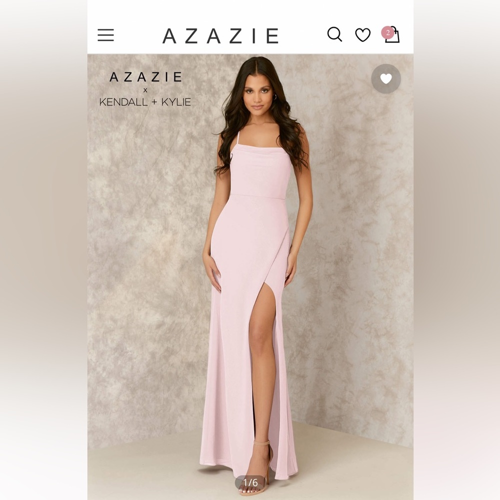 Azazie Blushing Pink Dress, Kendall & Kylie Cowl Scoop Chiffon Dress